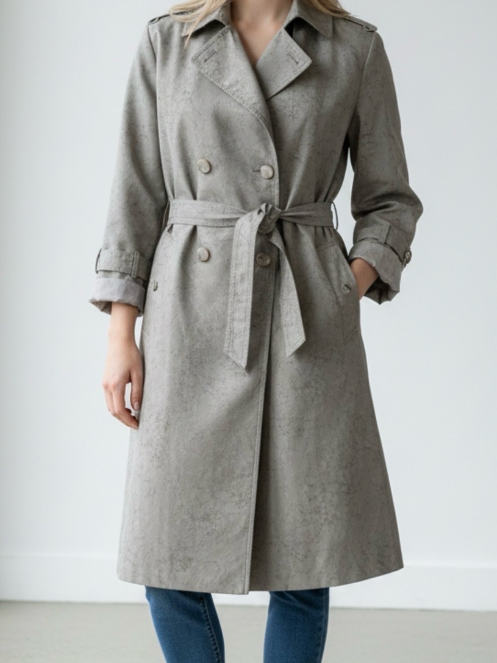 Vintage London Fog Double-Breasted Trench Jacket - metallic sheen